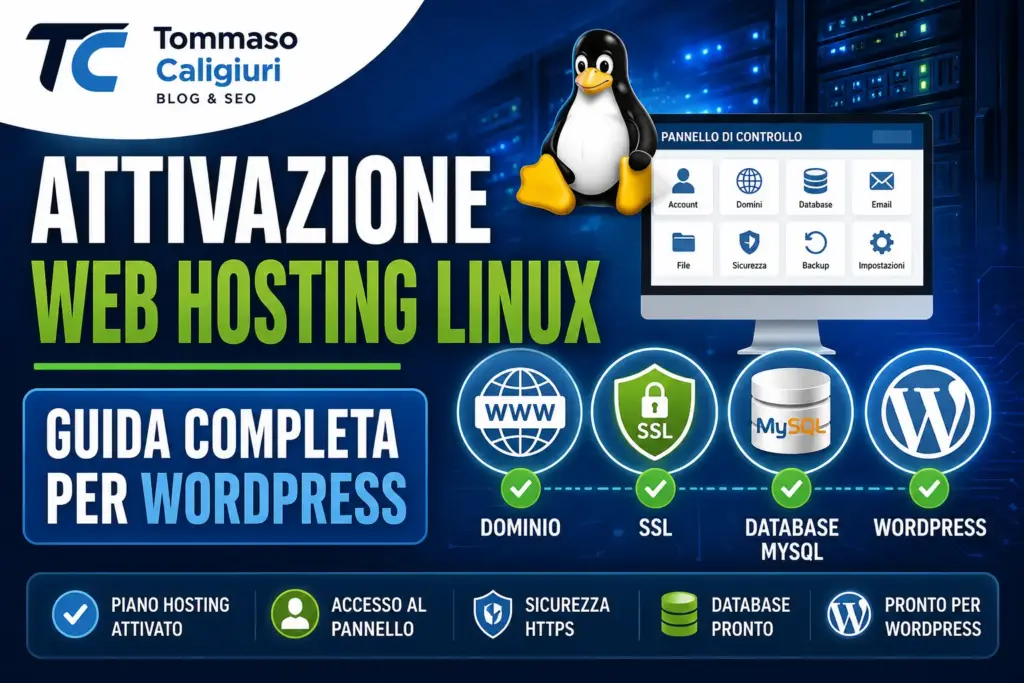 Attivazione Web Hosting Linux per configurare WordPress, dominio, SSL e database MySQL