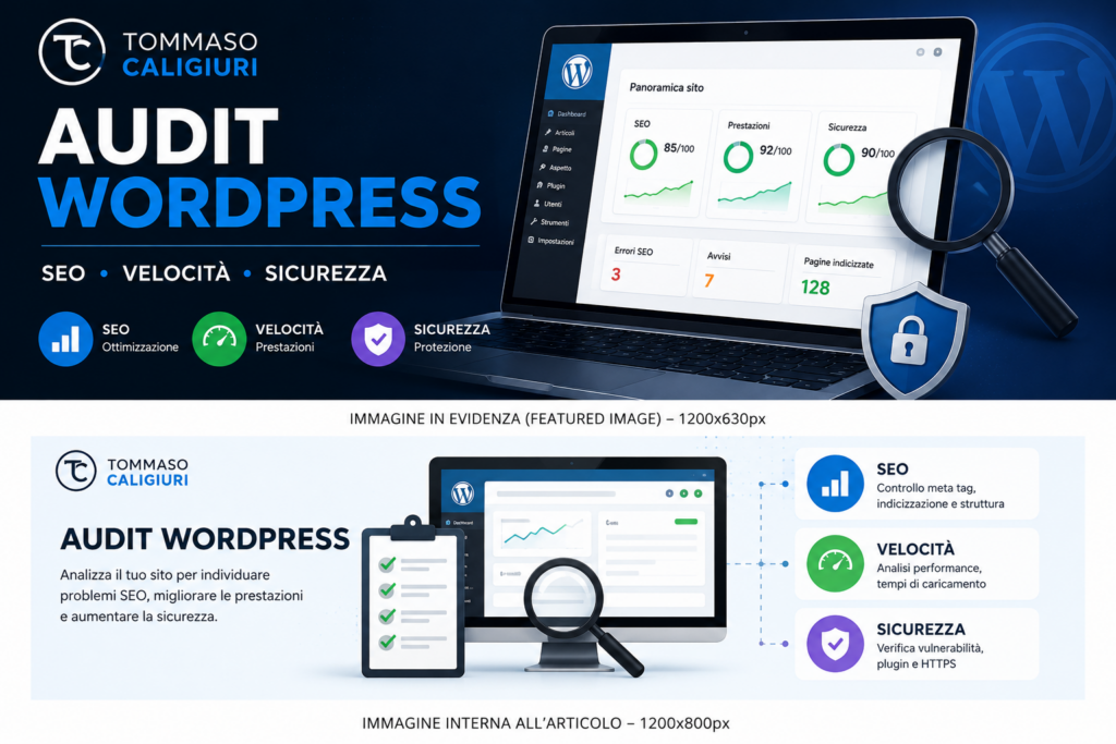 Audit WordPress per analizzare SEO velocità sicurezza e prestazioni del sito web
