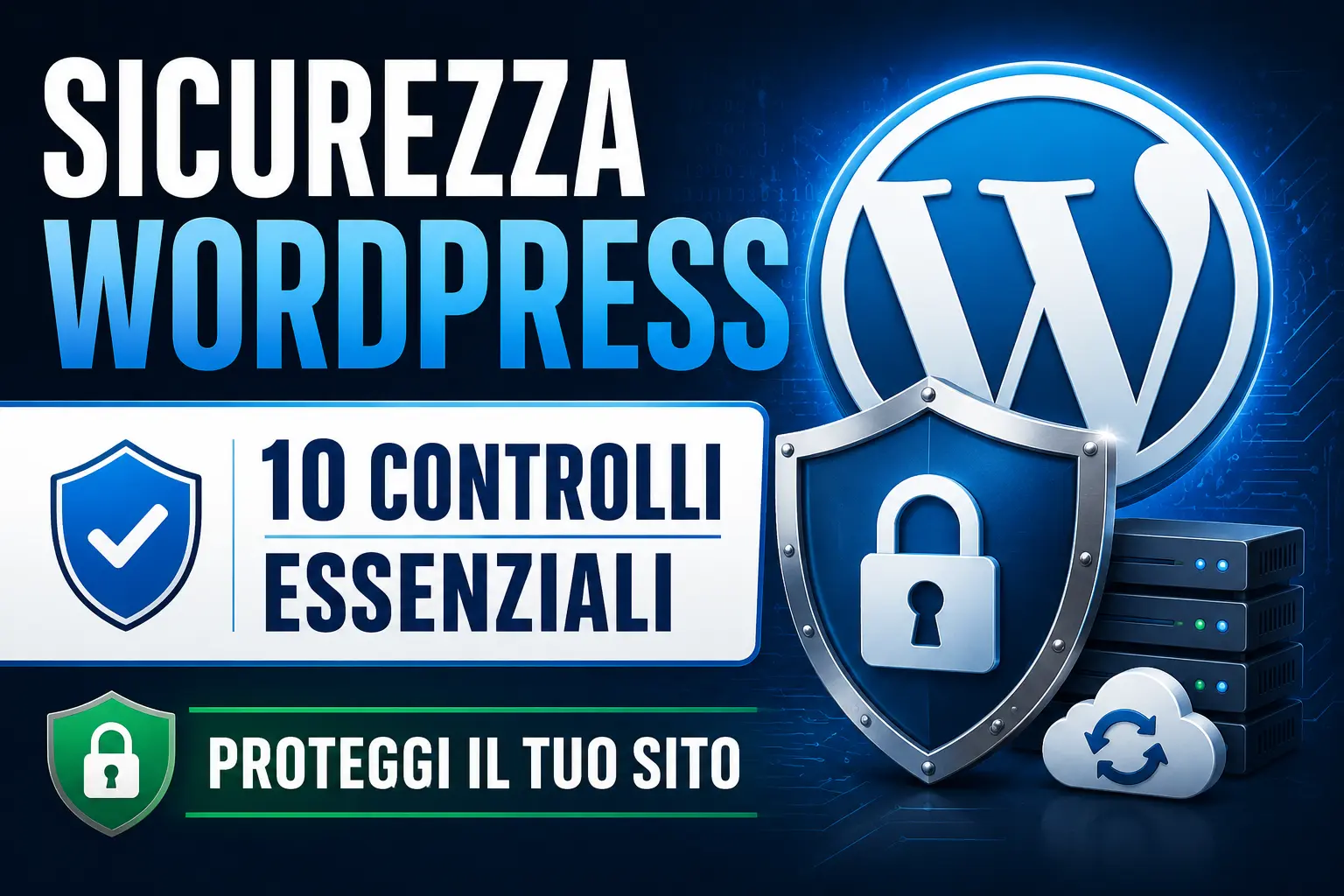Sicurezza WordPress con 10 controlli essenziali per proteggere il sito da vulnerabilità, malware e accessi non autorizzati